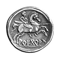 Back of a denarius coin from the city of Arekoratas